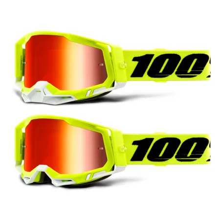 100% MASQUE RACECRAFT 2 - YELLOW MIRROR RED LENS 2021