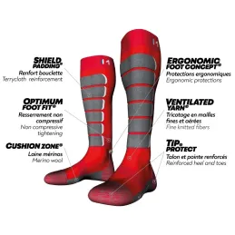 MONNET MI-BAS SNOWPARK ROUGE CHAUSSETTES 2022