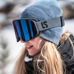 LOUBSOL Masque de ski LS3 ST - Couleur GRIS / ecran miroir BLEU Cat 3