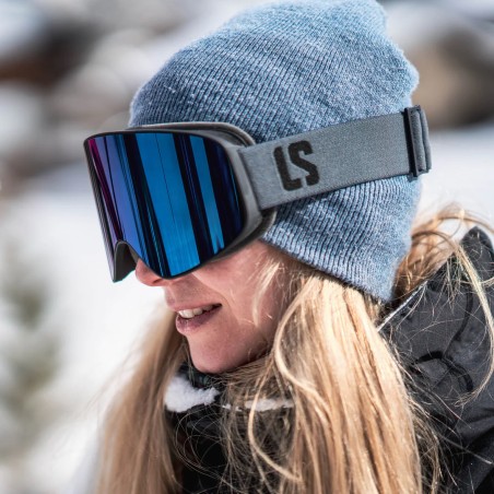 LOUBSOL Masque de ski LS3 ST - Couleur GRIS / ecran miroir BLEU Cat 3
