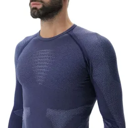 UYN  sous vetement technique Homme AMBITYON manches longues - couleur DEEP BLUE/AVIO/WHITE 