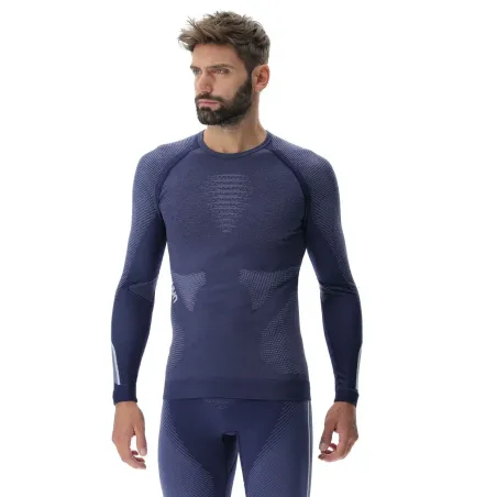 UYN  sous vetement technique Homme AMBITYON manches longues - couleur DEEP BLUE/AVIO/WHITE 