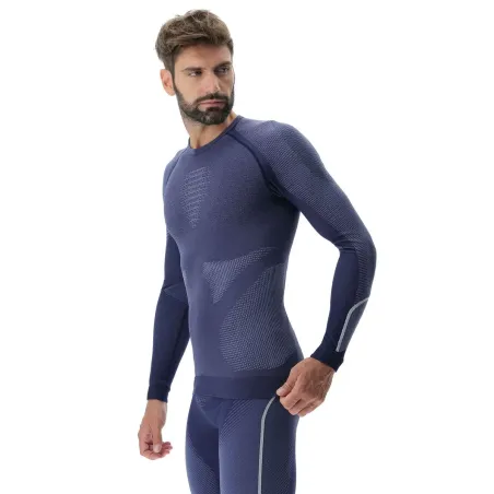 UYN  sous vetement technique Homme AMBITYON manches longues - couleur DEEP BLUE/AVIO/WHITE 