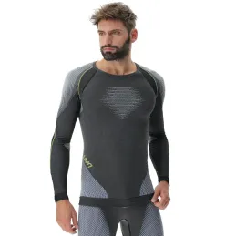UYN sous vetements technique Homme EVOLUTYON manches longues - couleur Anthracite/Blue/Yellow shiny