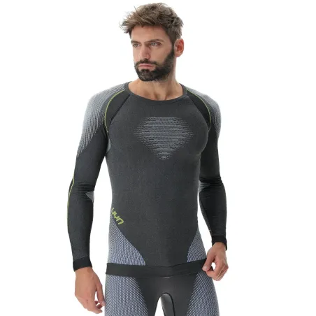 UYN sous vetements technique Homme EVOLUTYON manches longues - couleur Anthracite/Blue/Yellow shiny