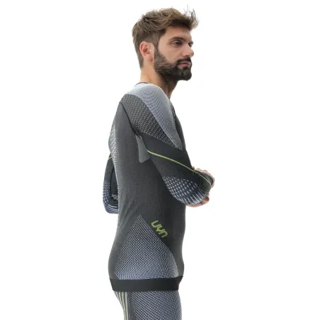 UYN sous vetements technique Homme EVOLUTYON manches longues - couleur Anthracite/Blue/Yellow shiny