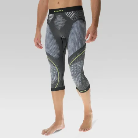 UYN sous vetement technique Homme EVOLUTYON PANTS 3/4 - couleur Anthracite/Blue/Yellow shiny