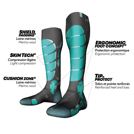 MONNET MI-BAS SKI LIGHT BLEU CHAUSSETTES 2024