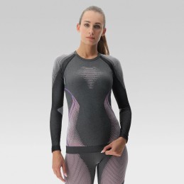 UYN EVOLUTYON SOUS-VÊTEMENTS MANCHES LONGUES MÉLANGÉ FEMME - Anthracite Melange/Raspberry/Purple