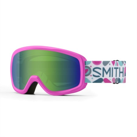 SMITH Masque de ski junior SNOWDAY - Vivid Pink Hearts + Green Sol-X Mirror Lens