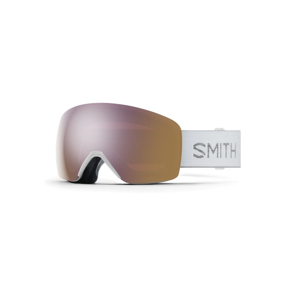 SMITH Masque de ski SKYLINE - White Chunky Knit + ChromaPop Everyday Rose Gold Mirror Lens