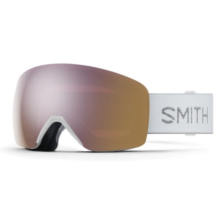 SMITH Masque de ski SKYLINE - White Chunky Knit + ChromaPop Everyday Rose Gold Mirror Lens
