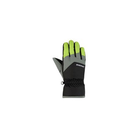 ZIENER gants de ski Junior LANDO - BLACK LIME GREEN