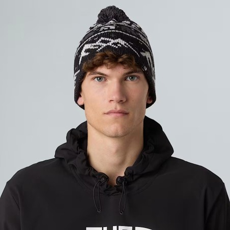 The North Face Bonnet Cabin Ski Tuke - TNF Black Jacquard-Pom