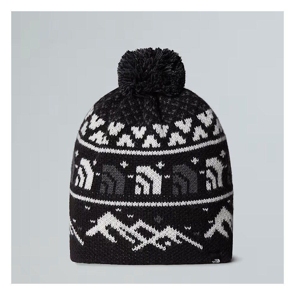 The North Face Bonnet Cabin Ski Tuke - TNF Black Jacquard-Pom