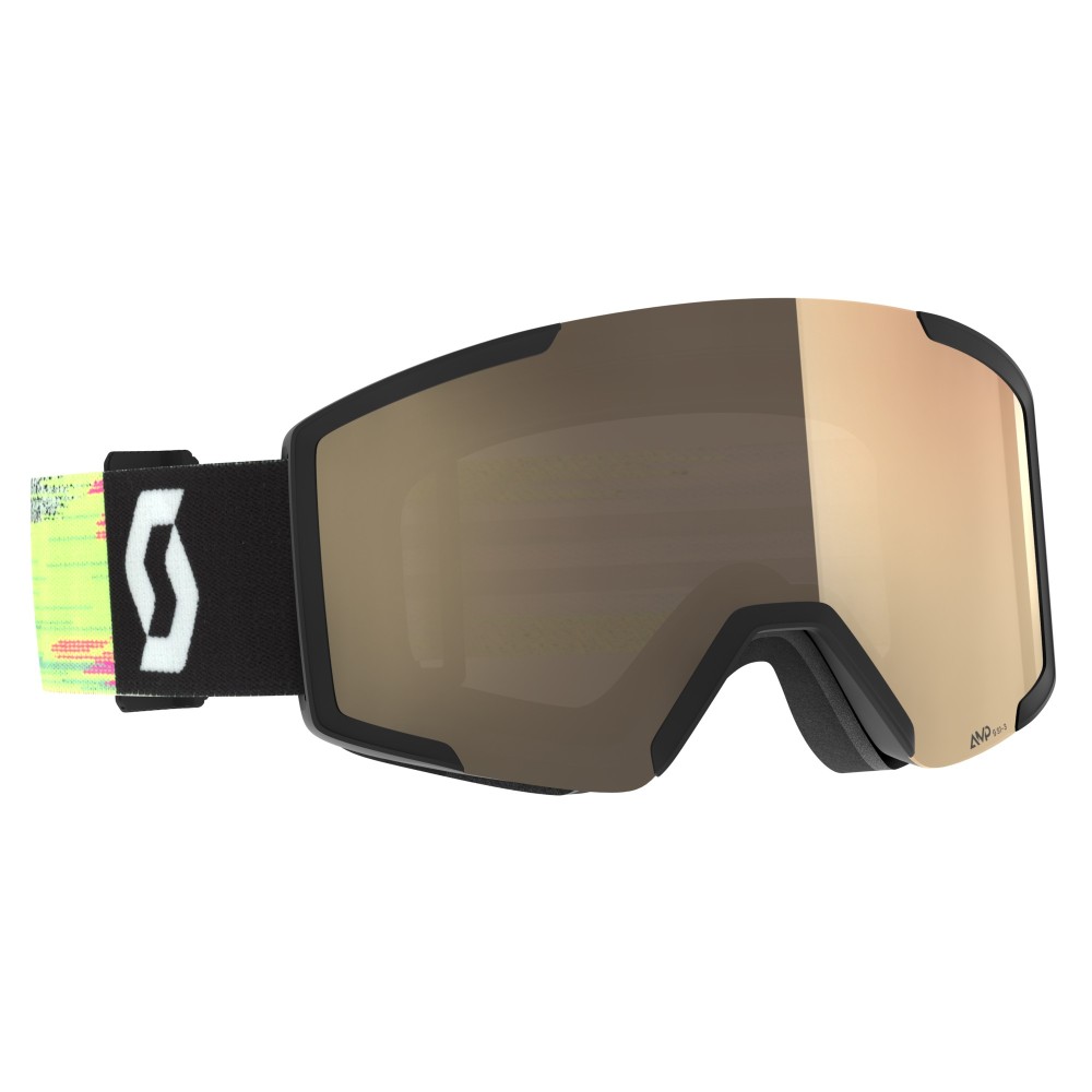 SCOTT Masque de ski SHIELD LS - BLK NEON YELLOW AMP LS BRONZE CHROME