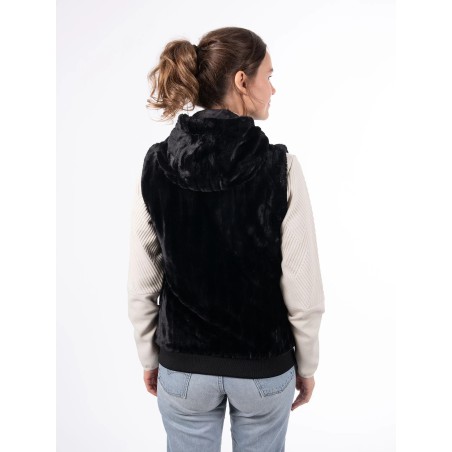 AULP Veste sans manche VAGUE FAUSSE FOURRURE - BLACK