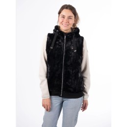 AULP Veste sans manche VAGUE FAUSSE FOURRURE - BLACK