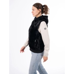 AULP Veste sans manche VAGUE FAUSSE FOURRURE - BLACK