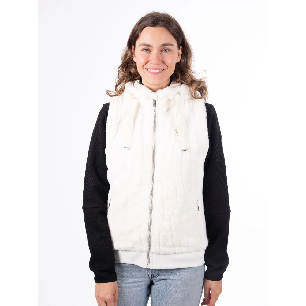 AULP Veste sans manche VAGUE FAUSSE FOURRURE - SNOW