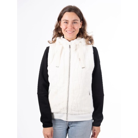 AULP Veste sans manche VAGUE FAUSSE FOURRURE - SNOW
